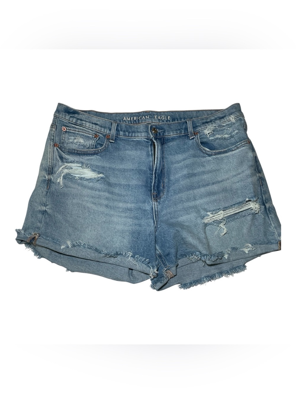 American Eagle AE Ex-Boyfriend Denim Shorts Distressed Light Wash NWT Size 12
